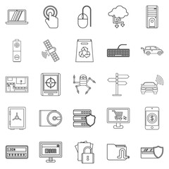 Change in technology icons set, outline style