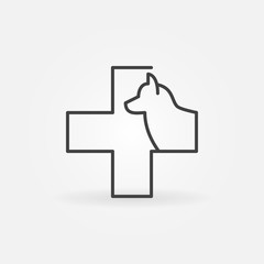 Dog with cross line vector icon