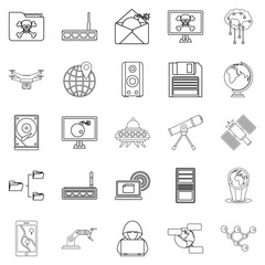 Future icons set, outline style