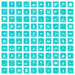 100 outfit icons set grunge blue