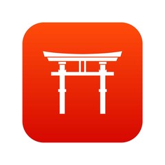 Japanese torii icon digital red