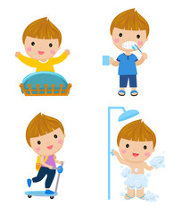 Healthy hygiene for boy cartoon