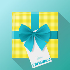 Merry Christmas and Happy New Year background with gift box and greeting card , vector , illustration