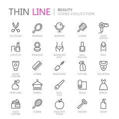 Collection of beauty thin line icons