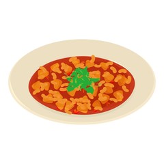 Soup in plate icon, isometric style