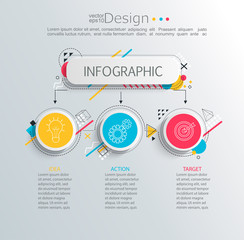 Presentation business infographic template with 3 options and abstract geometric pattern. Vector illustration.