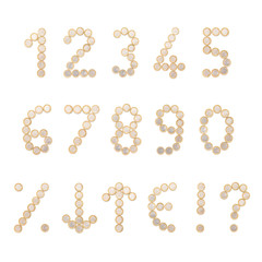 set of numbers made with euro coins