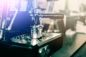 coffee making with coffee machine in cafe with color tone concept