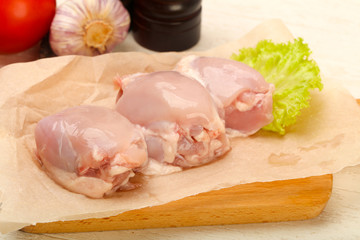 Boneless raw chicken thighs