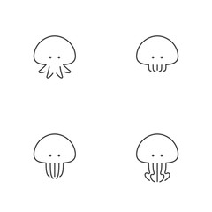 Obraz premium Jellyfish icon outline stroke set design illustration black and white color isolated on white background, vector eps10
