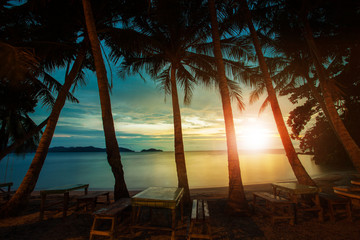 beautiful sunset sky at sea beach in thailand