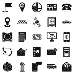 Phone service icons set, simple style