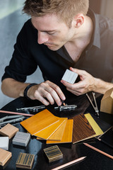 house design concept with interior architect work and make decision of material sample