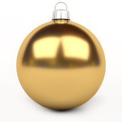 Golden christmas bauble 3D rendering