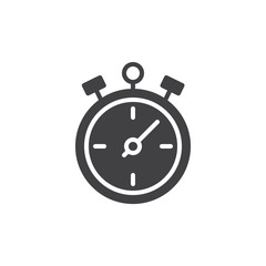 Stopwatch icon vector, filled flat sign, solid pictogram isolated on white. Chronometer symbol, logo illustration.