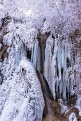 Frozen water in the winter
