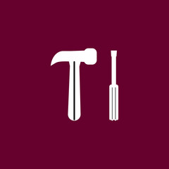 Screwdriver and hammer icon vector