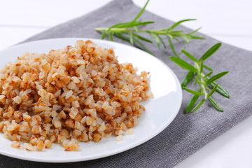 plate of cooked buckwheat