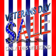 Veterans Day Sale, 3D, Honoring all who served, American holiday template.