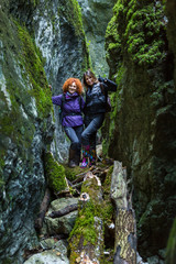 Girlfriends hiking together