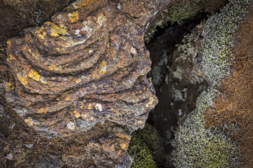 Cold lava from a historical volcanic eruption