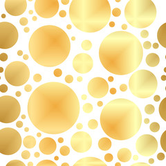 Polka dots seamless texture - simple vector background. Abstract background with golden circles. Seamless pattern