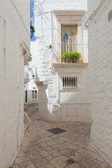 Locorotondo (Puglia, Italy) - View of the little picturesque village in south Italy. The white color of its houses represents the background of its baroque architecture built using the local stones.