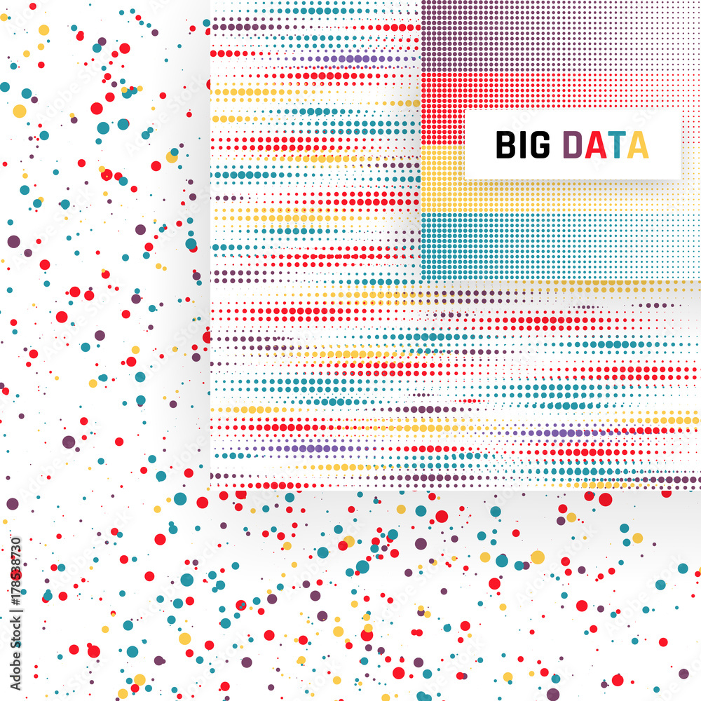Poster Big data visualization. Analysis of information. Machine learning algorithms. Vector illustration