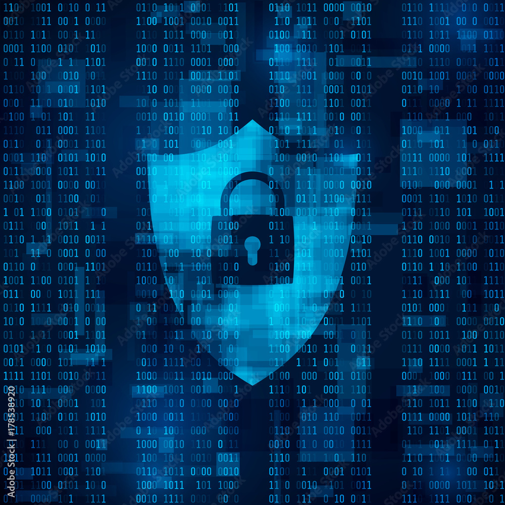 Poster encryption of information. firewall - data protection. sysrem of network security. abstract vector t