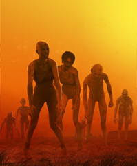 Zombie Crowd Attack Concept