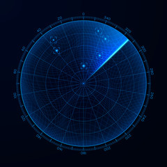 Blip. HUD interface element radar. Target detection on the radar screen. Vector illustration - obrazy, fototapety, plakaty