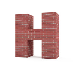 Red Brick Alphabet isolated on white background (Letter H)