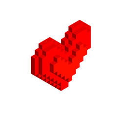 Fototapeta premium Pixel heart isometric illustration
