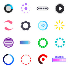 Loading icons set. symbols of different shapes for a website or an application