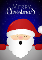 Merry Christmas - wishes with happy 3d Santa Claus. Vector.