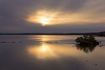 Fototapeta premium View of the lake Myvatn during the sunset, Iceland
