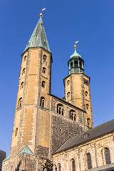 Fototapeta na wymiar Towers of the Marktkirche church in the center of Goslar