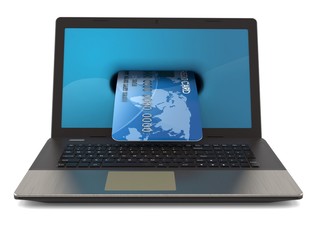 Laptop with credit card