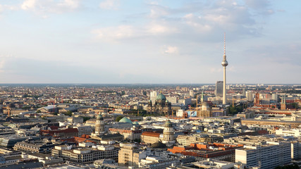 Aerial View of Berlin with River and Tv Tower