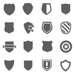 Guard shield icon set. Safety, protect and privacy. Safeguard simple signs, isolated vector monochrome illustration