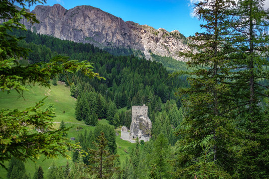 Ruins of Burg Buchenstein Castle - Burg Andraz in Dolomites, Italy