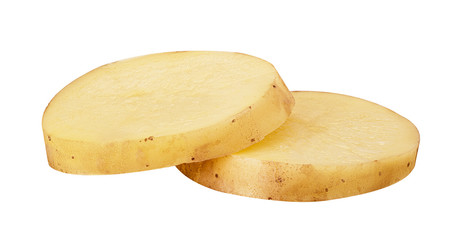 Sliced young potatoes isolated