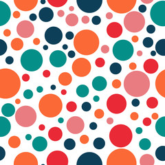 Polka dots seamless texture - simple vector background. Abstract background with colorful circles. Seamless pattern