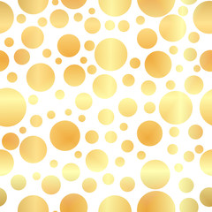 Polka dots seamless texture - simple vector background. Abstract background with golden circles. Seamless pattern