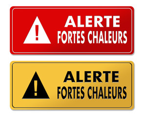 High Heat Alert warning panels in French translation