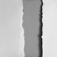 White ripped paper on gray paper background. copy space