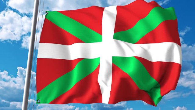 Waving flag of Basque Country, an autonomous community in Spain
