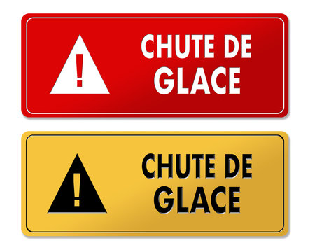 Ice Fall Alert warning panels in French translation