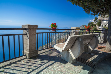 Bench mediterranean sea coastline viewpoint