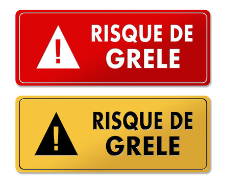 Risk of Hail warning panels in French translation
